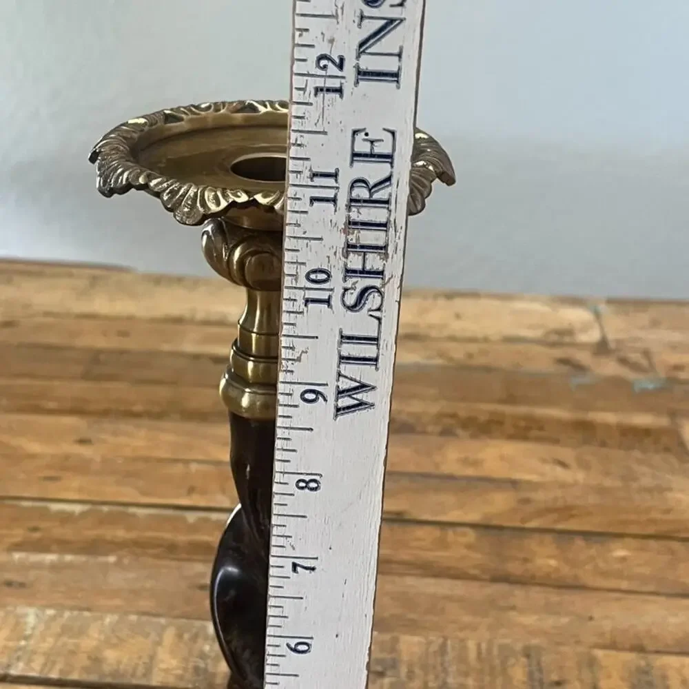 Vintage Maitland Smith Bronze Brass Barley Twist Candlestick Holder 11